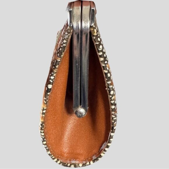 VINTAGE (60s) EXOTIC PEACOCK  FEATHER CLUTCH - GORGEOUS! - Picture 4 of 13